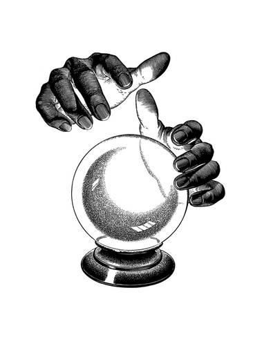 366x488 art print hands over crystal ball art print
