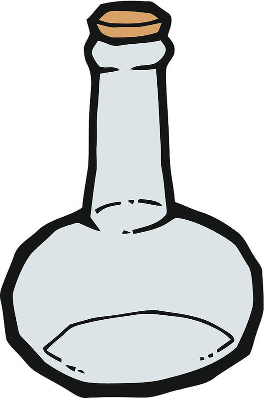 531x799 Blue Glass Bottle With Cork Vector Drawing Art Print