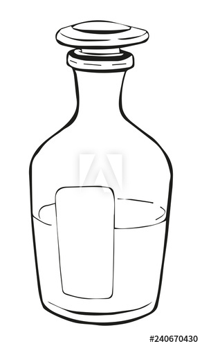 292x500 Outline Drawing Of A Glass Bottle With A Glass Stopper Outline