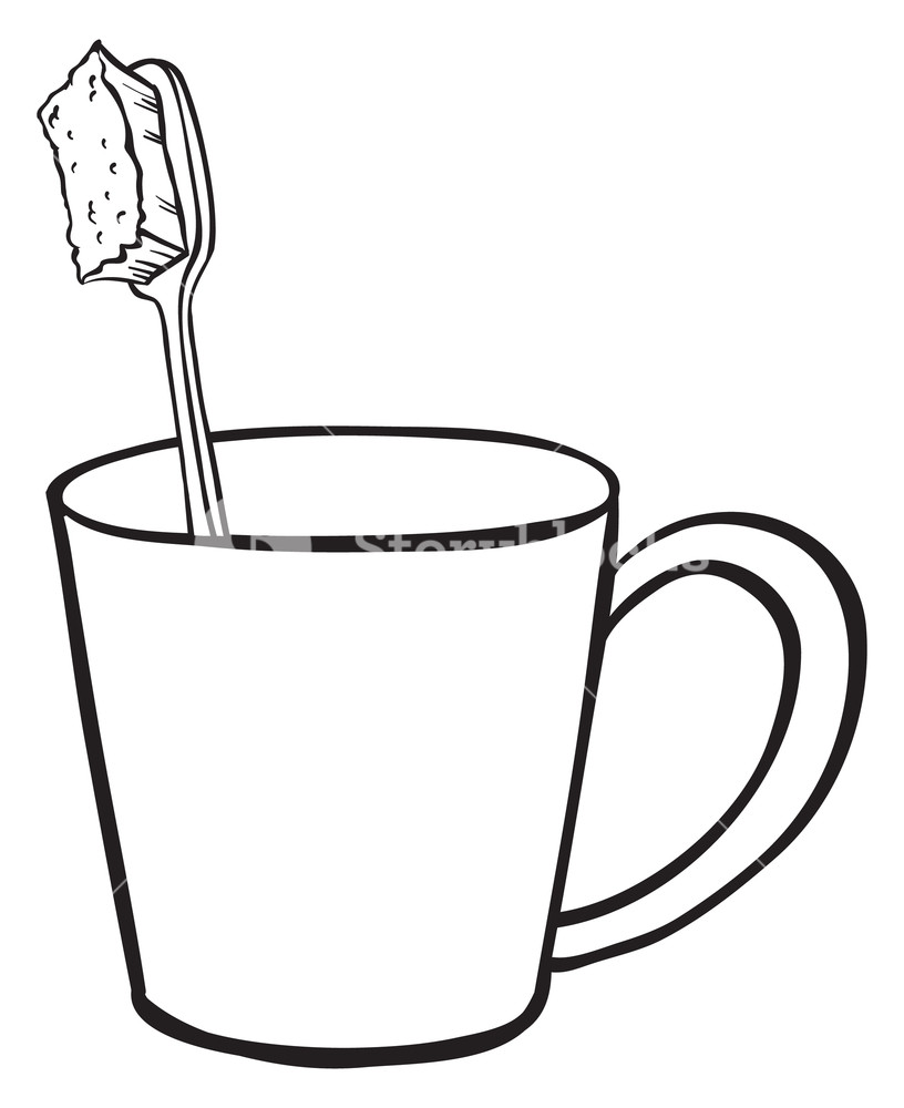 816x1000 Illustration Of A Toothbrush Inside A Glass On A White Background