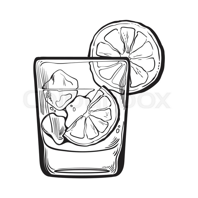 800x800 glass of gin, vodka, soda water with stock vector colourbox