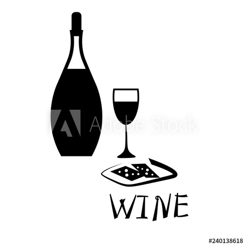 500x500 Graphic Drawing Of Wine, Glass And Cheese
