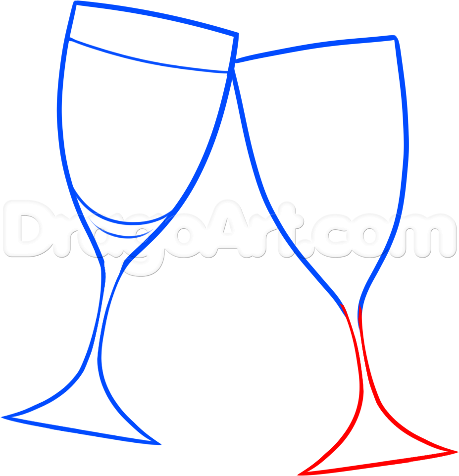 927x961 How To Draw Wine Glasses, Step