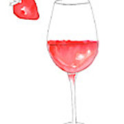 180x180 Vector And Watercolor Drawing Of Glass Of Rose Wine