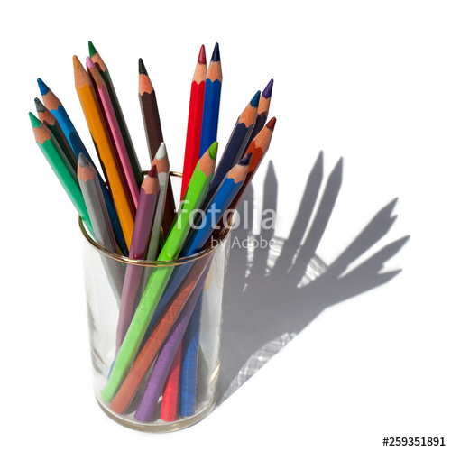 500x500 Different Colors Pencils For Drawing In A Glass On A White