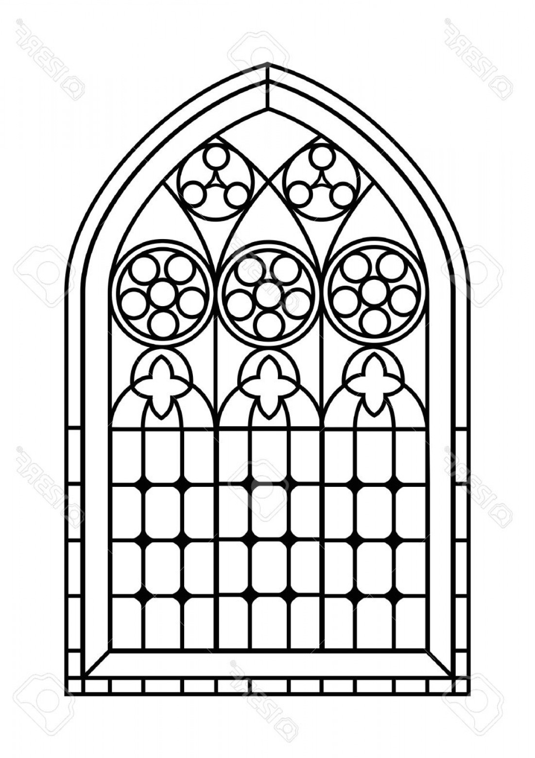 1101x1560 Photostock Vector A Gothic Style Stained Glass Window In Black
