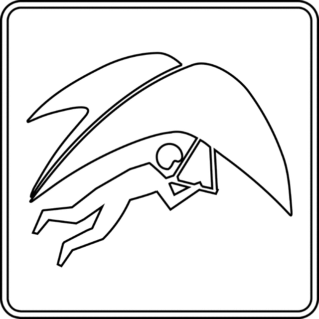 640x640 hand glider, outline clipart etc