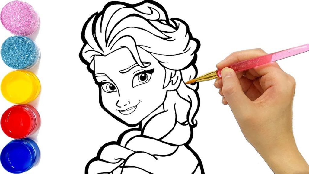 1024x576 Glitter Frozen Elsa Coloring And Drawing Accessories Learn Colors