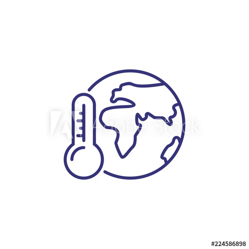 500x500 Global Warming Line Icon Globe, Planet, World, Thermometer