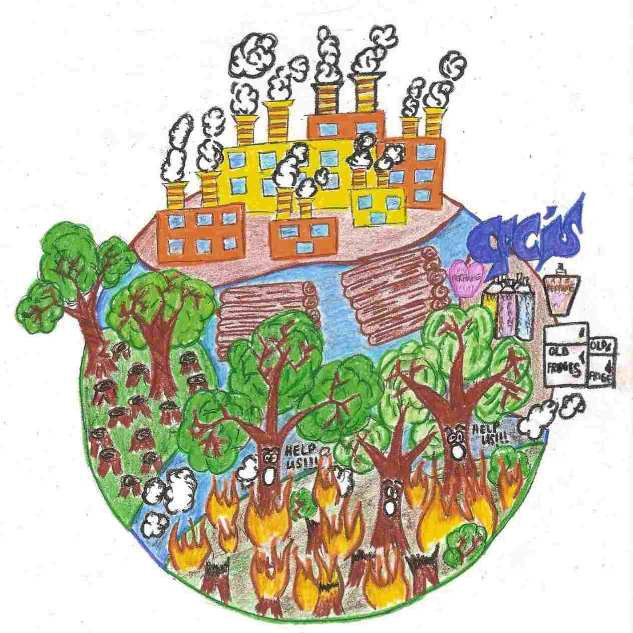 1264x1264 Global Warming Drawing For Competition