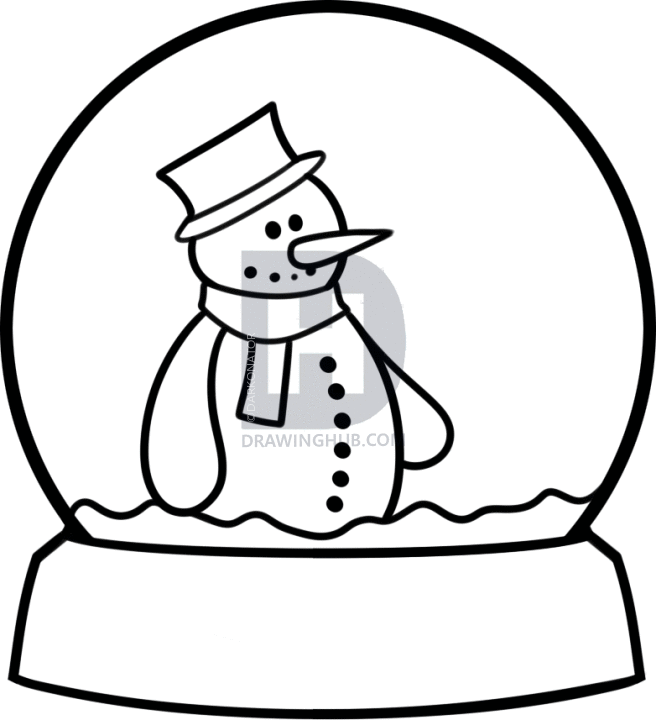 656x720 How To Draw A Snow Globe, Step