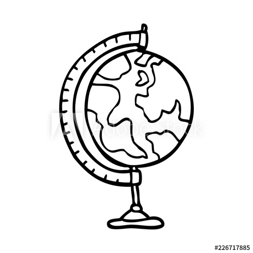 500x500 Line Drawing Cartoon Globe