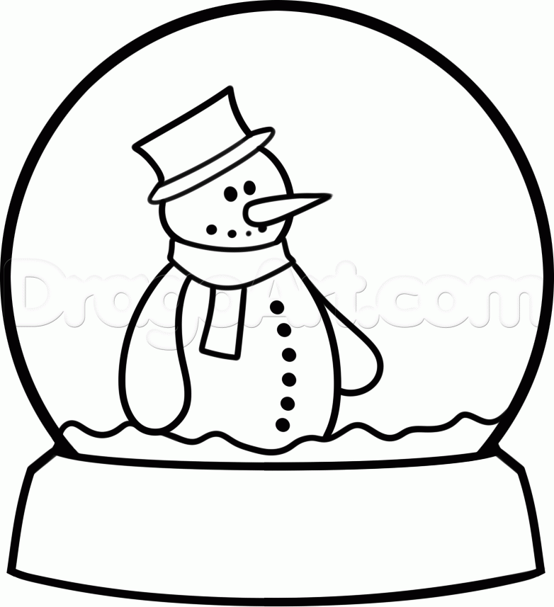 782x857 How To Draw A Snow Globe, Step