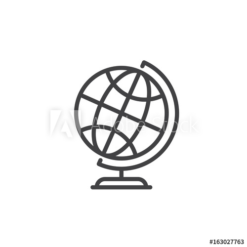 500x500 Desktop World Earth Globe Line Icon, Outline Vector Sign, Linear