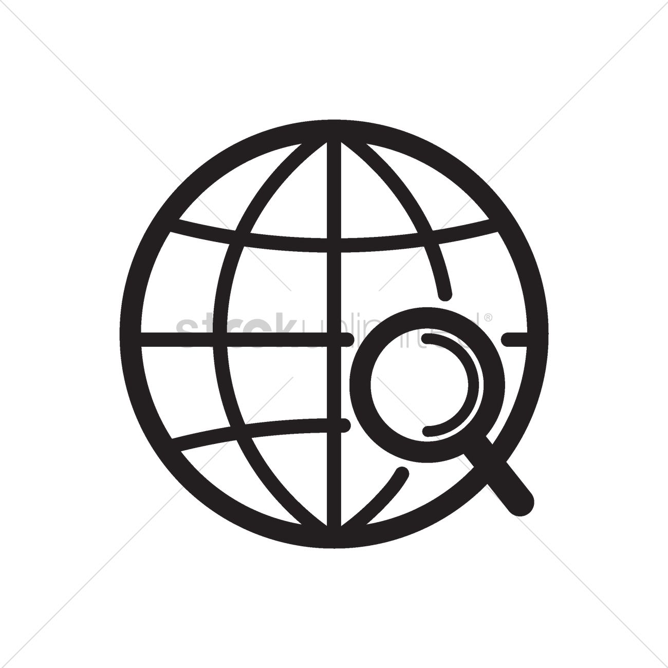 1300x1300 Globe With Search Concept Icon Vector Image