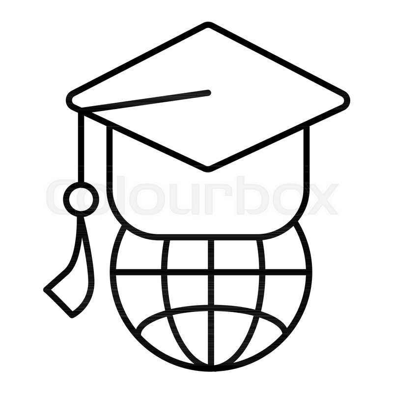 800x800 Earth Globe With Academic Cap Linear Stock Vector Colourbox