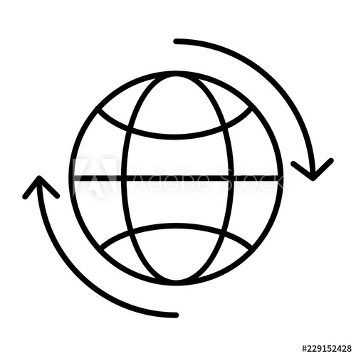 500x500 world globe with circulation arrows thin line icon globe