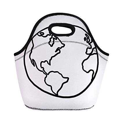 425x425 Semtomn Lunch Tote Bag Draw World Outline Drawing