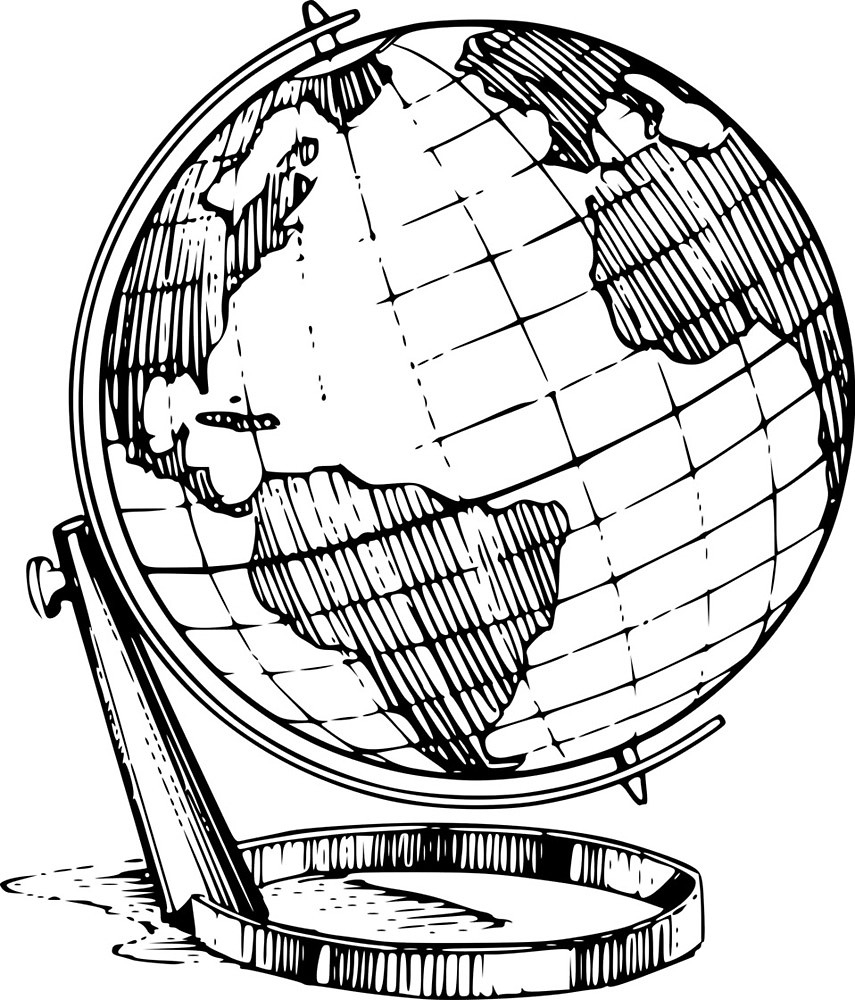 855x1000 Globe Drawing Free Download