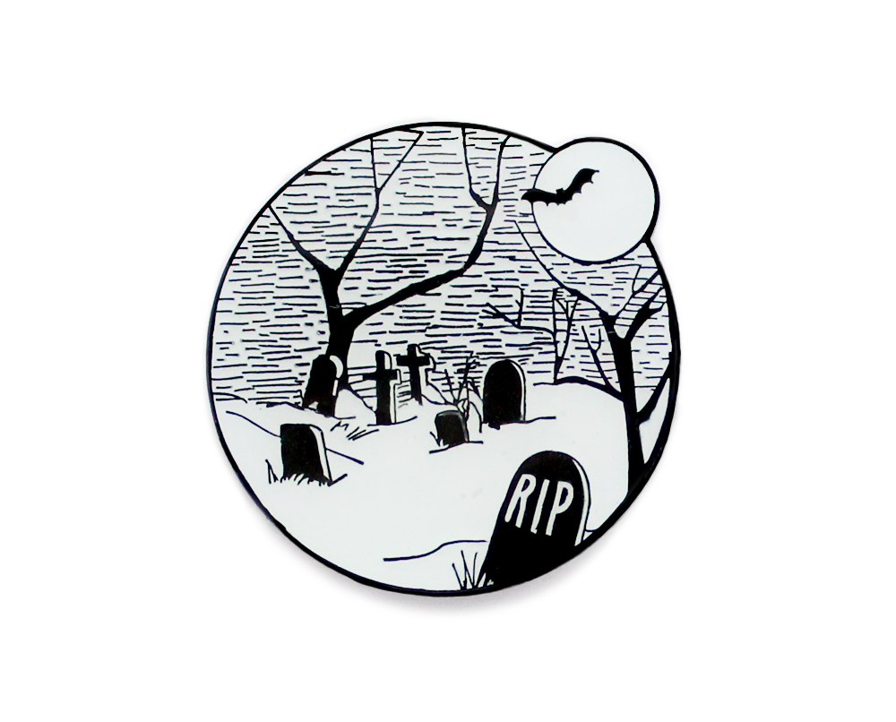 1000x806 Glow In The Dark Halloween Graveyard Enamel Lapel Pin Pins