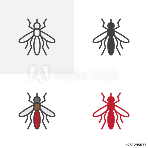 500x500 Mosquito Bloodsucker Icon Line, Glyph And Filled Outline Colorful