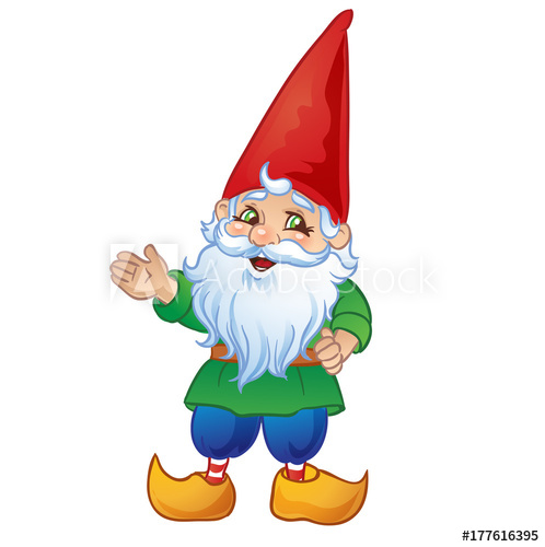 498x500 Cute Cartoon Garden Gnome Isolated On A White Background Vector