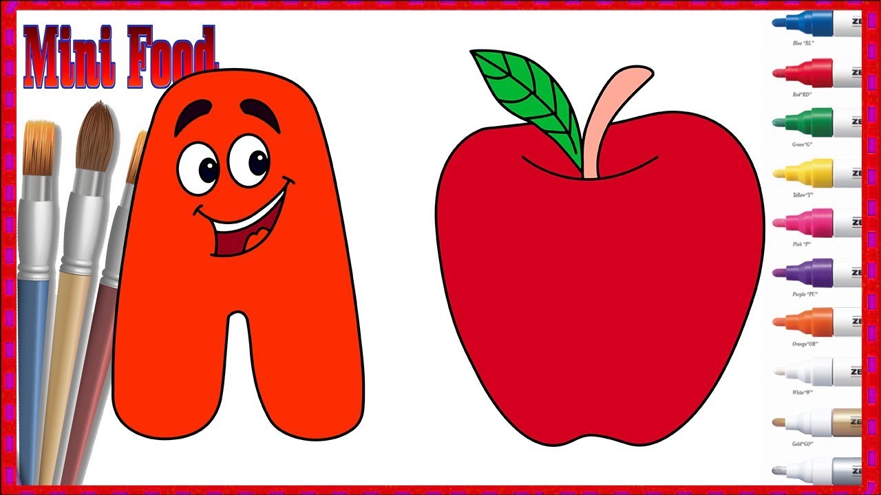 1280x720 Draw Alphabet A And Apple