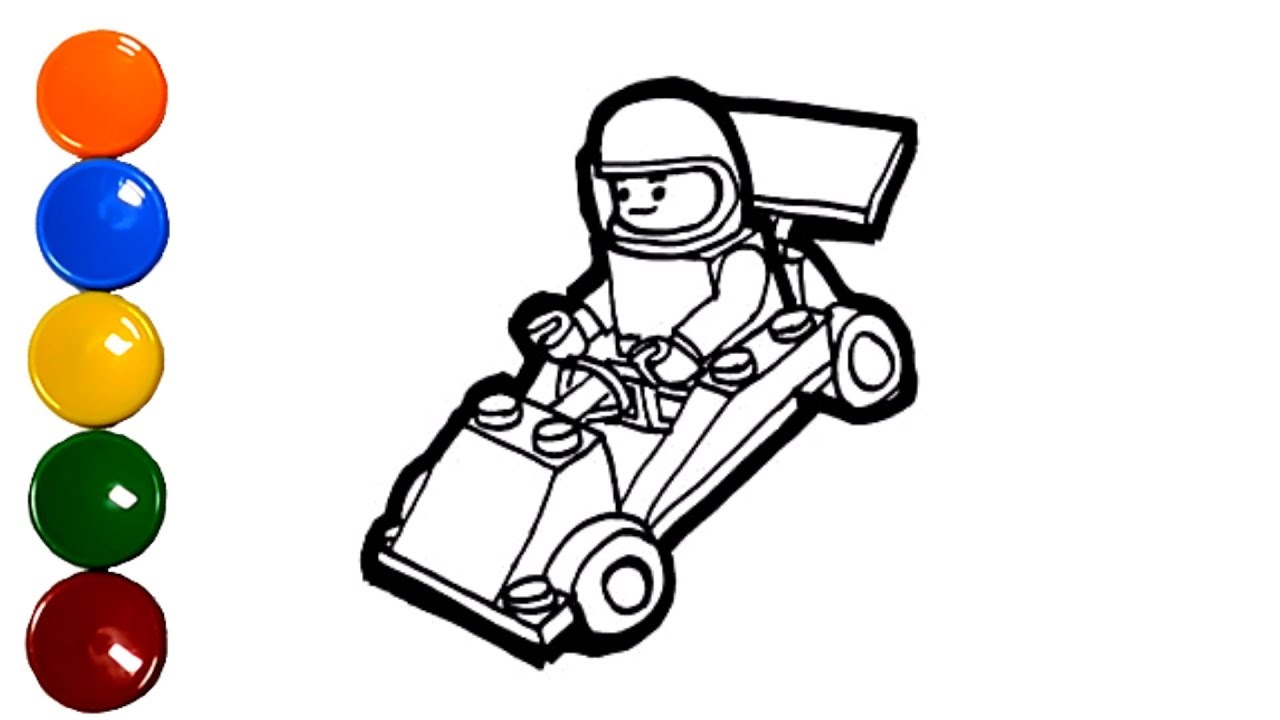 1280x720 Toy Lego Race Car Drawing And Coloring For Kids Learn Colors