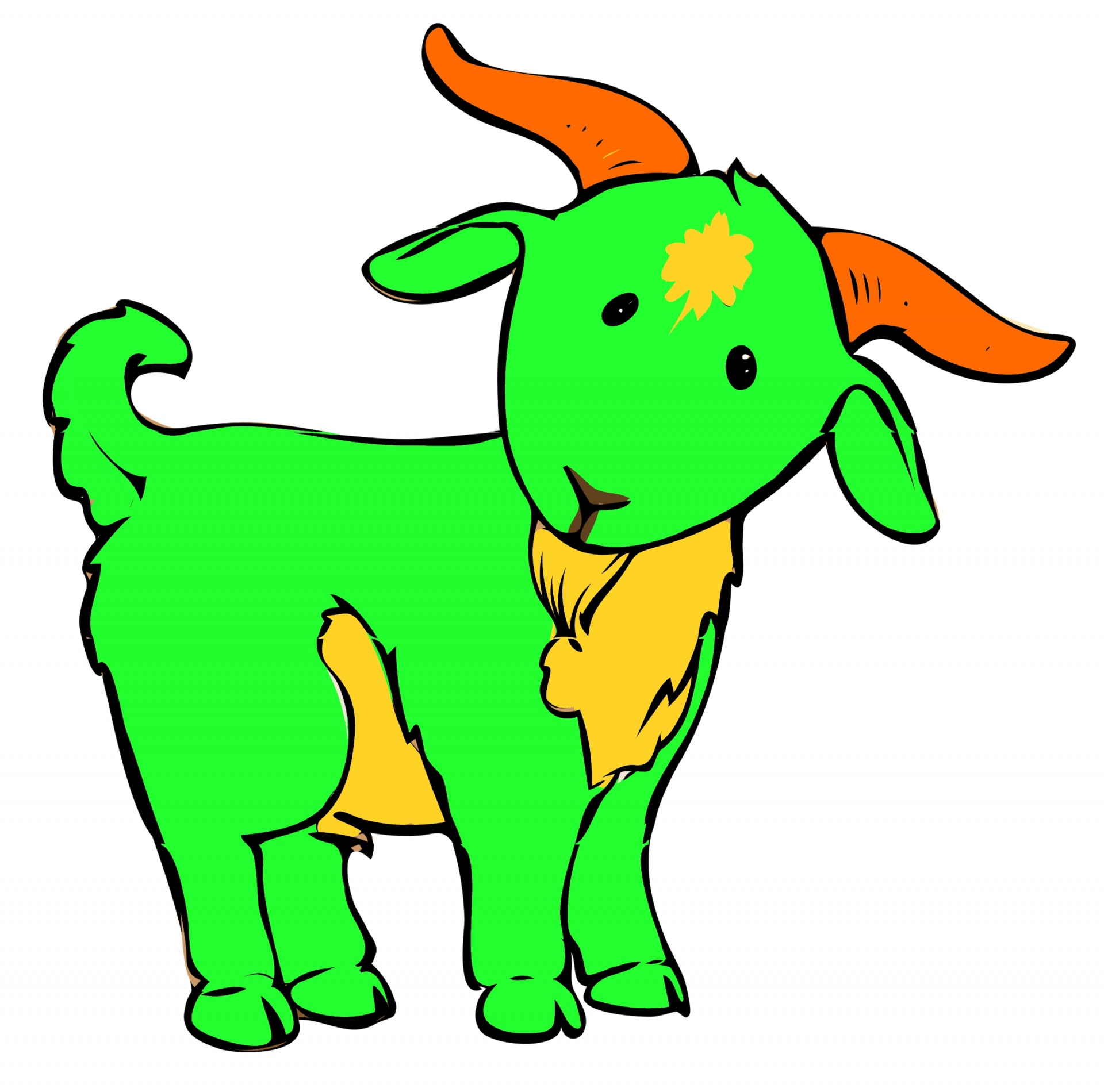 1920x1900 Green, Goat, Cartoon, Drawing, Isolated