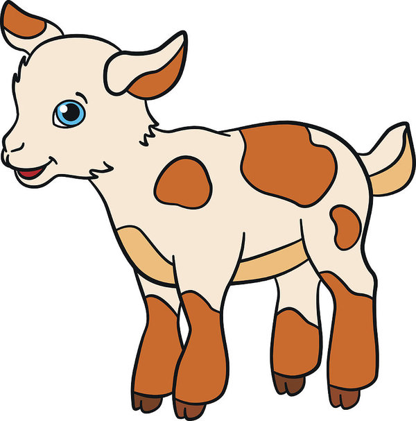 600x607 Cartoon Farm Animals For Kids Little Cute Spotted Baby Goat Art