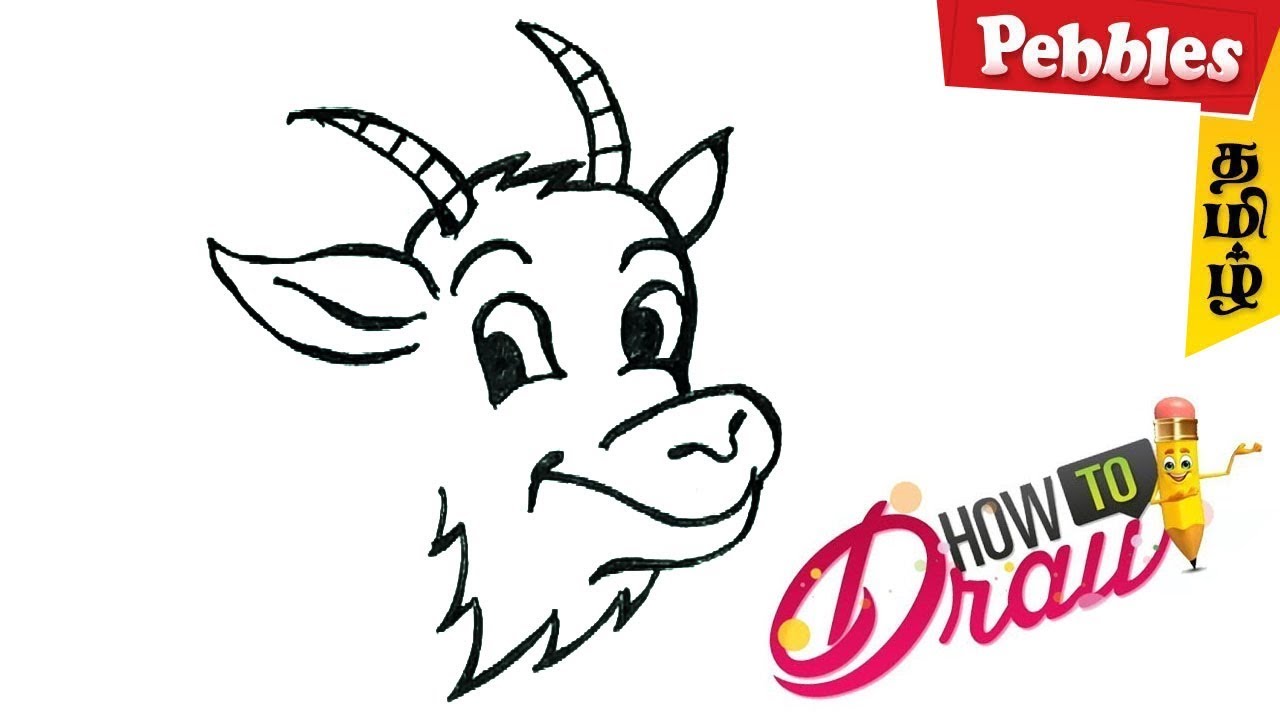 1280x720 How To Draw A Goat Face Drawing For Kids Easy Step