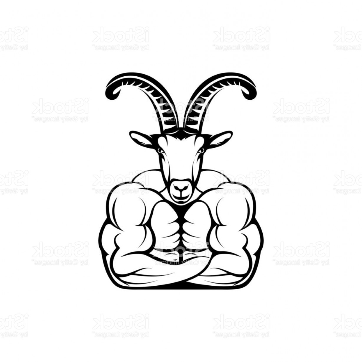 1228x1228 Vector Fitness Body With Goat Head Face For Retro Icons Emblems