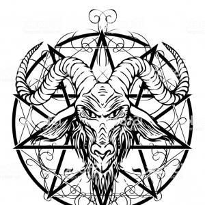 300x300 Contour Drawing Of Horned Goat Head And Pentagram Gm Hoodamathrun