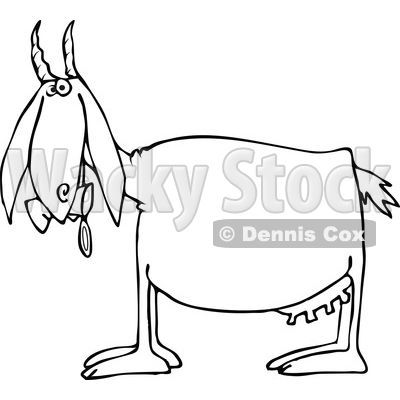 400x400 Cartoon Of An Outlined Goat Eating And Pooping Cans