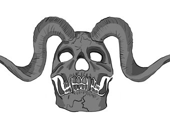 340x270 demonic ram skull drawing art print macabre art