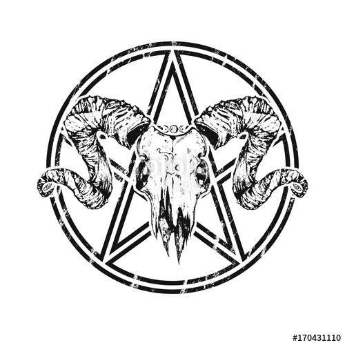 500x500 Beautiful Goat Skull With Pentagram Drawn