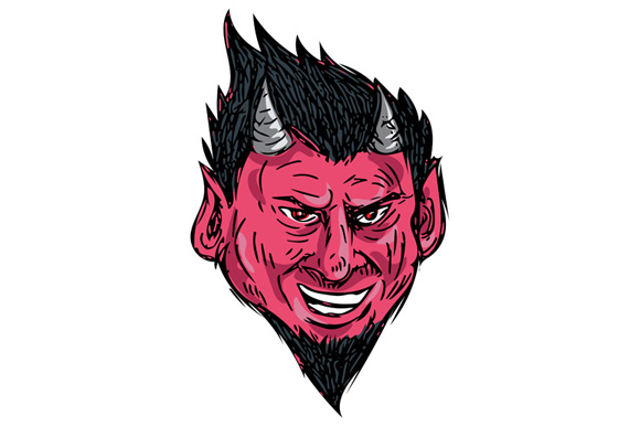 580x386 demon horns goatee head drawing