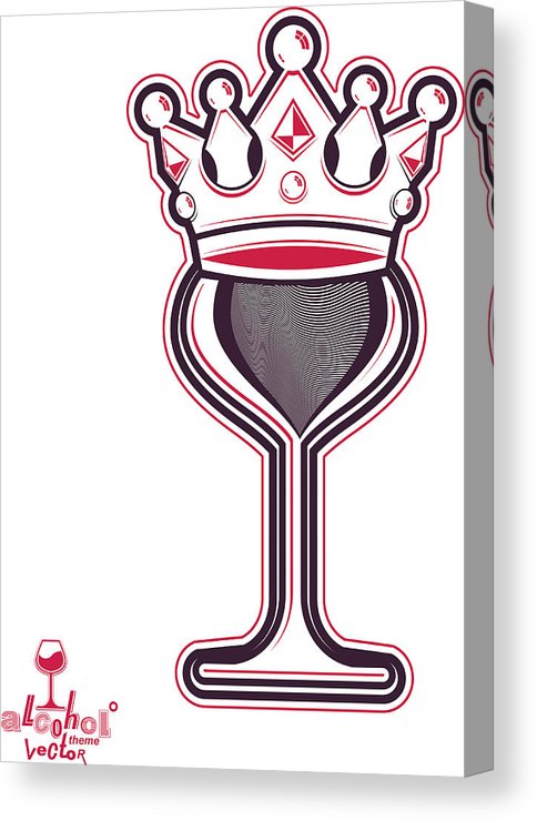 484x740 elegant wineglass with king crown, artistic vector goblet canvas