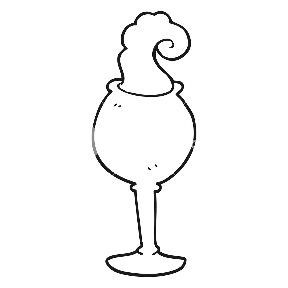 1000x1000 Freehand Drawn Black And White Cartoon Magic Goblet Royalty Free