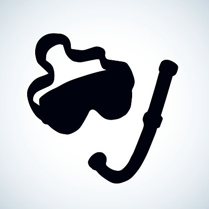 416x416 Diving Snorkel And Vector Drawing Premium Clipart