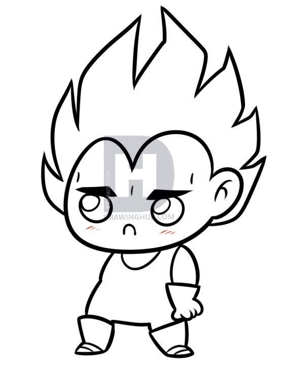 556x720 How To Draw Kawaii Vegeta, Step