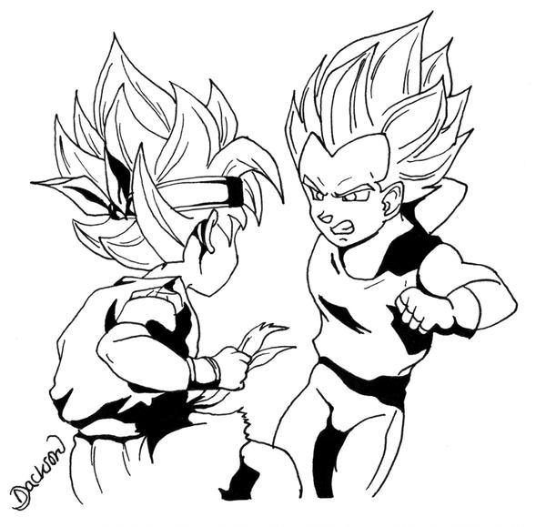 600x579 Line Art Goku And Vegeta Jr