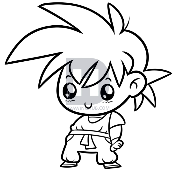 737x720 How To Draw Kawaii Goku, Step