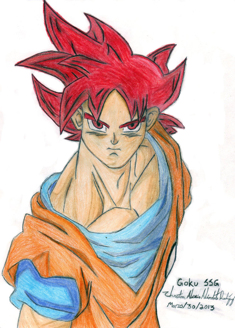 758x1055 Goku Super Saiyan God Lineart Test With Tablet