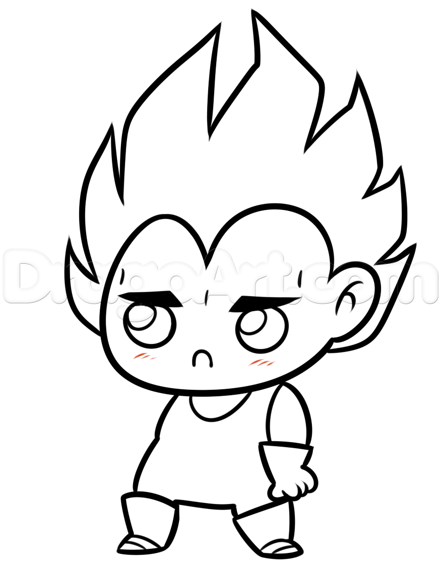 875x1132 How To Draw Kawaii Vegeta, Step