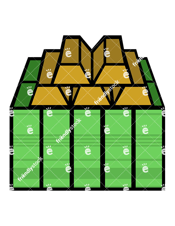 585x755 Pile Of Money Bills And Some Gold Bars