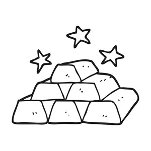 300x300 Freehand Drawn Black And White Cartoon Bars Of Gold Royalty Free