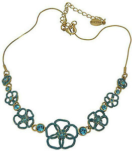 263x300 New Pilgrim De Gold Chain Necklace Green Enamel Open Flowers