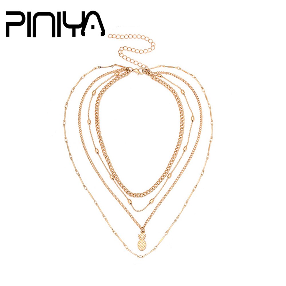 1000x1000 Piniya Fashion Lady Gold Color Pineapple Pendant Long Necklace