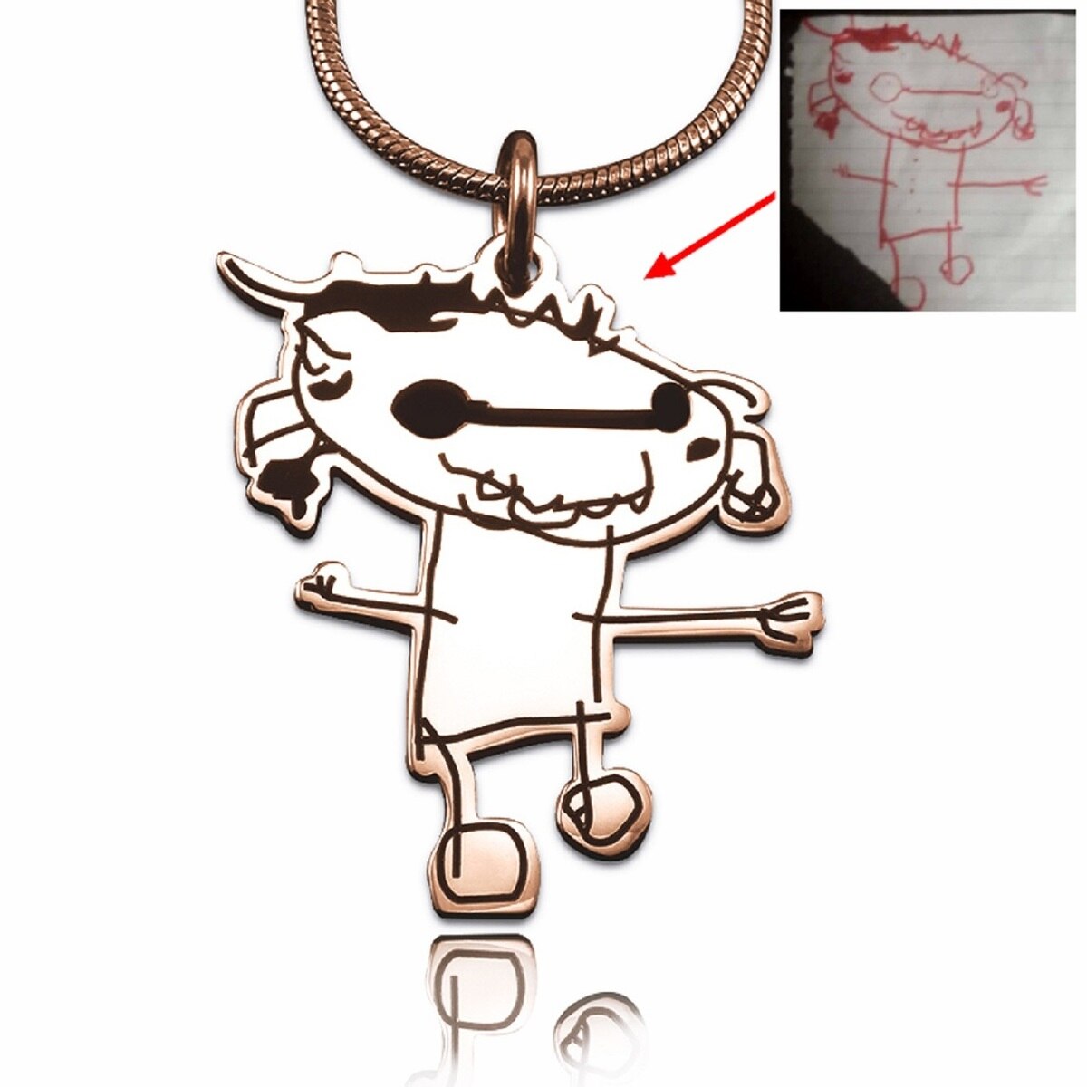 1200x1200 Personalised Jewellery Custom Kids Drawing Necklace Rose Gold